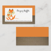 Oranje Fox Burlap Baby shower Luier Raffle Ticket Informatiekaartje (Voorkant / Achterkant)