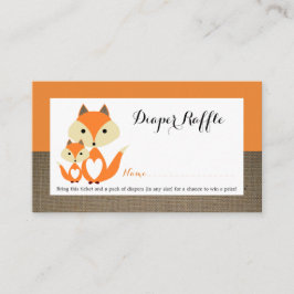 Oranje Fox Burlap Baby shower Luier Raffle Ticket Informatiekaartje