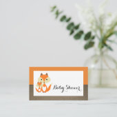 Oranje Fox Burlap Baby shower Ticket Invitation Informatiekaartje (Staand voorkant)