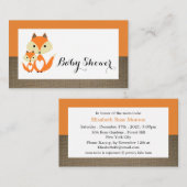 Oranje Fox Burlap Baby shower Ticket Invitation Informatiekaartje (Voorkant / Achterkant)