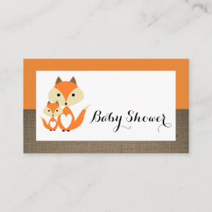 Oranje Fox Burlap Baby shower Ticket Invitation Informatiekaartje