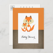 Oranje Fox Burlap Baby shower Uitnodiging (Voorkant / Achterkant)