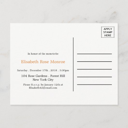 Oranje Fox Burlap Baby shower Uitnodiging (Achterkant)