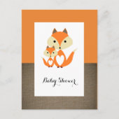 Oranje Fox Burlap Baby shower Uitnodiging (Voorkant)