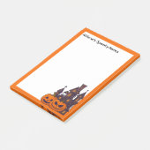 Oranje frame, griezelig huis en pompoenen post-it® notes (Schuin)
