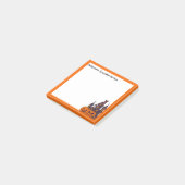 Oranje frame, griezelig huis en pompoenen post-it® notes (Schuin)