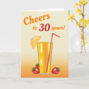 Oranje fruit Drink juicht naar 30 Happy Birthday Kaart