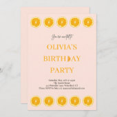 Oranje Fruit Fresh verjaardagsfeest uitnodiging (Voorkant / Achterkant)