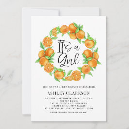 Oranje fruit Grote zomer Het is een meisje Baby sh Kaart