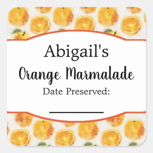 Oranje Fruit Inmaaksticker Vierkante Sticker (Voorkant)