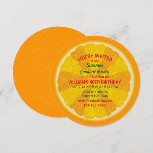 Oranje Fruit Slice Summer Party Cookout | Birthday Kaart (Voorkant / Achterkant)