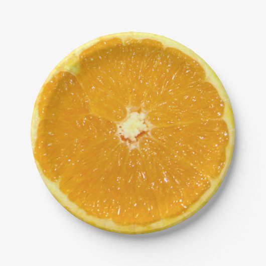 Oranje fruit, vers slice papieren bordje (Voorkant)