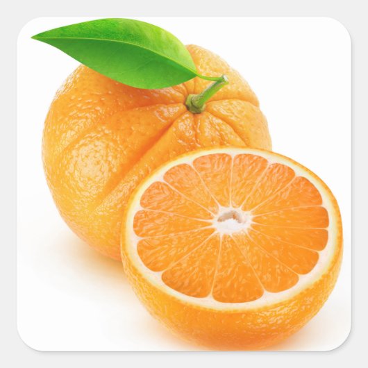 Oranje fruit vierkante sticker (Voorkant)