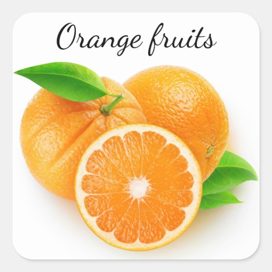 Oranje fruit vierkante sticker (Voorkant)