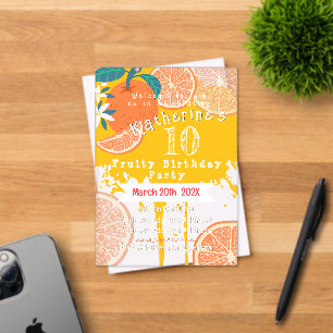Oranje Fruitige 10e Verjaardagsuitnodiging Acryl Uitnodigingen