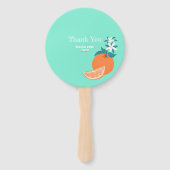 Oranje fruitige verjaardag Blauwgroen Handwaaier (Achterkant)