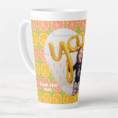 Oranje fruitige verjaardag groene foto latte mok (Linkerhoek)