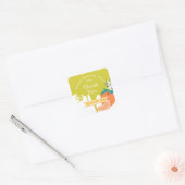 Oranje Fruitige Verjaardag Groene Vierkante Sticke Sticker (Envelop)