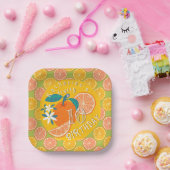 Oranje fruitige verjaardagspapier Bord (Feest)