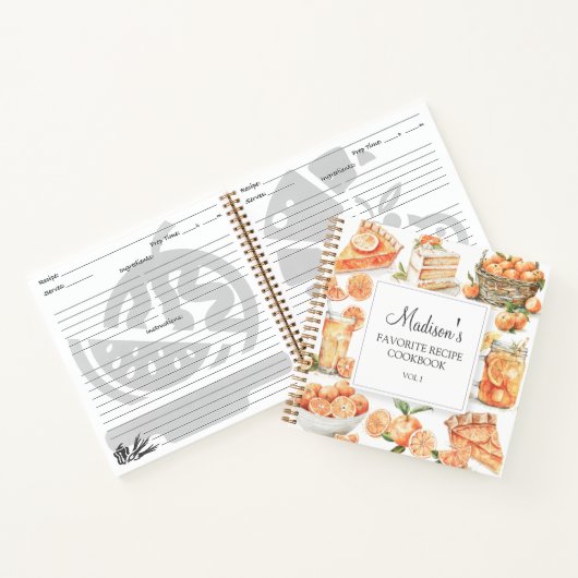 Oranje Fruitkoeken en Drinken Recept Kookboek Notitieboek (Binnen)