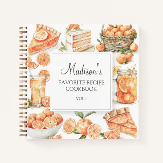 Oranje Fruitkoeken en Drinken Recept Kookboek Notitieboek (Voorkant)