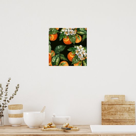 oranje fruitmuur kunst poster (Keuken)