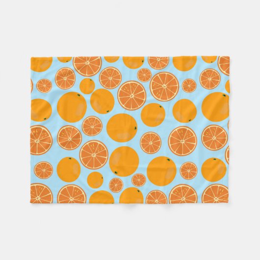 Oranje fruitpatroon fleece deken (Voorkant (Horizontaal))