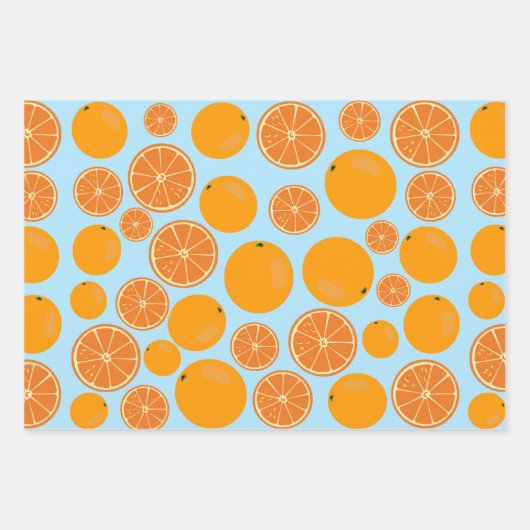 Oranje fruitpatroon inpakpapier vel (Voorkant)