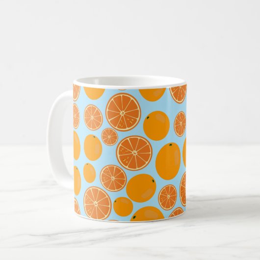 Oranje fruitpatroon koffiemok (Voorkant links)