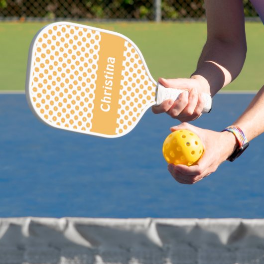 Oranje fruitpatroon personaliseren pickleball paddle (Insitu)
