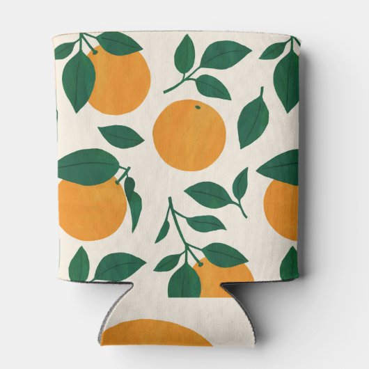 Oranje fruitpatroonillustratie blikjeskoeler (Achterkant)