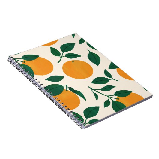 Oranje fruitpatroonillustratie notitieboek (Rechterzijde)