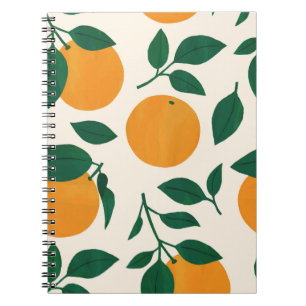 Oranje fruitpatroonillustratie notitieboek