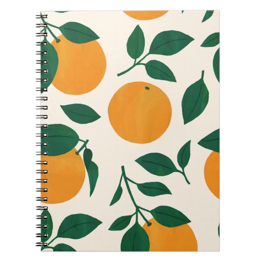 Oranje fruitpatroonillustratie notitieboek (Voorkant)