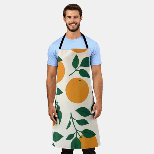 Oranje fruitpatroonillustratie schort (Gedragen)