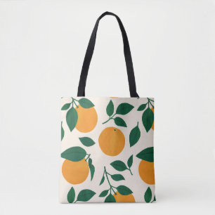 Oranje fruitpatroonillustratie tote bag