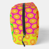 Oranje fruitplakken neon kleuren custom Naam Toilettasje (Rechts)