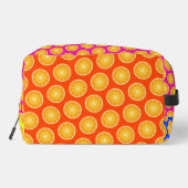 Oranje fruitplakken neon kleuren custom Naam Toilettasje (Achterkant)