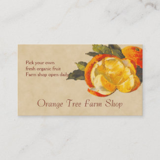 Oranje fruitverkoop visitekaartje