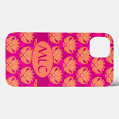 Oranje Fuchsia Pink Art Nouveau Damask Monogram Case-Mate iPhone Case (Achterkant (horizontaal))