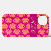 Oranje Fuchsia Pink Art Nouveau Damask Monogram Case-Mate iPhone Case (Achterkant (horizontaal))