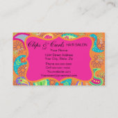 Oranje Fuchsia Pink Modern Paisley Monogram Visitekaartje (Achterkant)