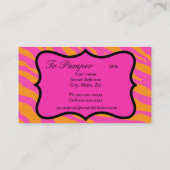 Oranje & Fuchsia Roze Zebra & Cheetah Huid Aangepa Visitekaartje (Achterkant)