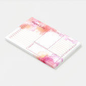 Oranje Fuchsia Waterverf Vlekken Dagelijkse Planne Post-it® Notes (Schuin)