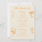 Oranje Fun Beach vrijgezellenfeest uitnodiging (Achterkant)