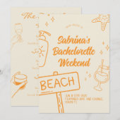 Oranje Fun Beach vrijgezellenweekend uitnodiging (Voorkant / Achterkant)