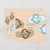 Oranje Fun Flip Flop Wedding Save the Date (Voorkant / Achterkant)