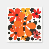 Oranje funky bloemen & zwarte stippen servet (Voorkant)