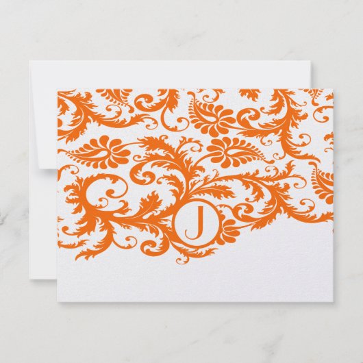 Oranje Funky Damask Response Kaarten RSVP Kaartje (Voorkant)