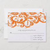 Oranje Funky Damask Response Kaarten RSVP Kaartje (Achterkant)